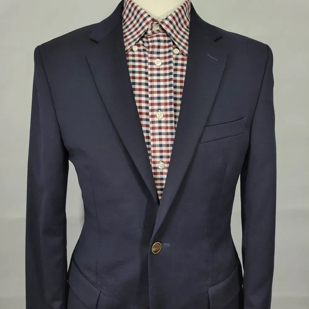 Joseph‎ Feiss Men's Sport Coat Blazer Two Button Navy Blue Twill Classic Fit 37R